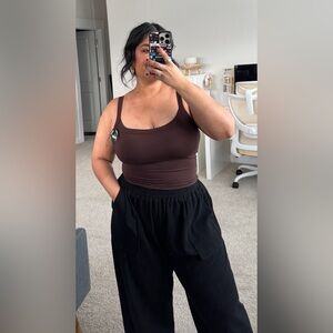 CHYRII Womens Tank Tops with Built in Bra in Coffee Brown Color